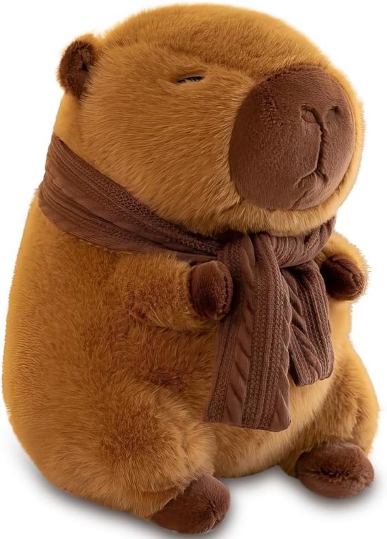 Knuffeldier, 25 cm, pluche dier met halsdoek, watervarken knuffeldier, schattige simulatie, speelgoed knuffeldier, cadeau voor volwassenen en kinderen