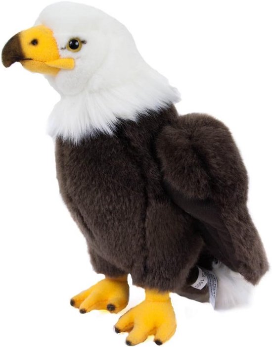 Knuffeldier Adelaar - Pluche Dier - Knuffelen en Spelen - Fluweelzachte Vacht - 24 cm - Bruin-wit-geel