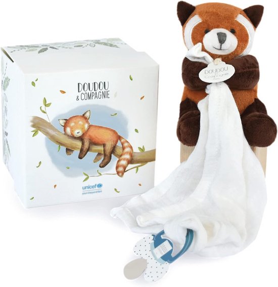 Knuffeldier fopspeenhouder Panda Rood - 12 cm - Perfect geboortecadeau voor baby's