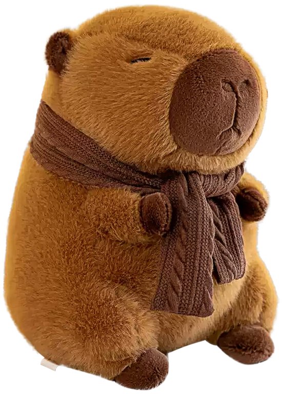 Knuffeldier, groot, 25 cm, capibara pluche dier met sjaal, watervarken, knuffeldier, cartoon, knuffeldier, pluche dier, poppen, speelgoed, cadeau voor kinderen, schattig watervarken