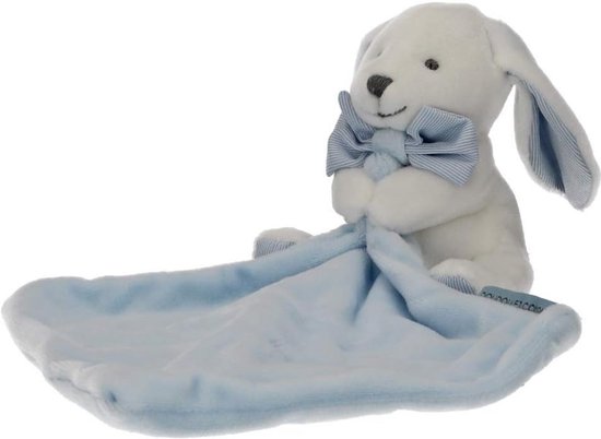 Knuffeldier Haas met Knuffeldoek en Vlinderdas - Hemelsblauw - 10 cm van Merkloos