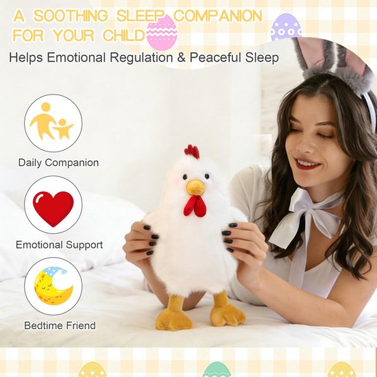 Knuffeldier, kip, knuffeldier, kip, knuffeldier, kip, voor paasdecoratie, verjaardagscadeau, 30 cm, wit (B)