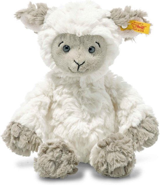 Knuffeldier Lam - Zacht Pluche - Spelen en Knuffelen - Handgemaakt Uniek - 20 cm - Wit Bruin Grijs