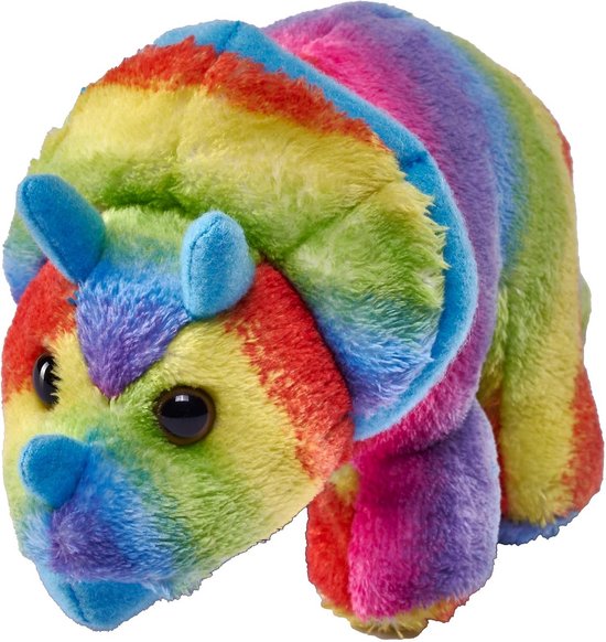 Knuffeldier Regenboog Triceratops Pluche Speelgoed Gemaakt van Gerecycled Materiaal 12 cm