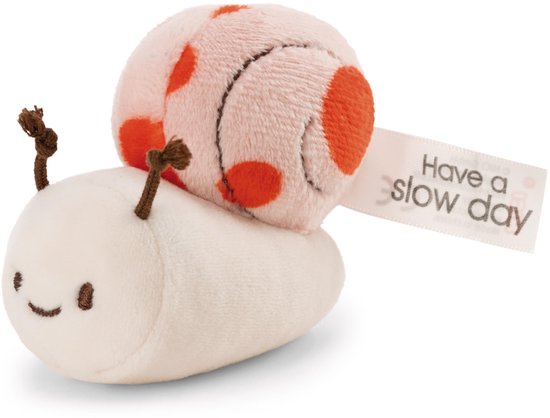 Knuffeldier Slak 12cm met boodschap "Have a slow day" - koraal - Zacht pluche, schattig om mee te knuffelen en spelen, voor kinderen en volwassenen, een geweldig cadeau-idee | 61640