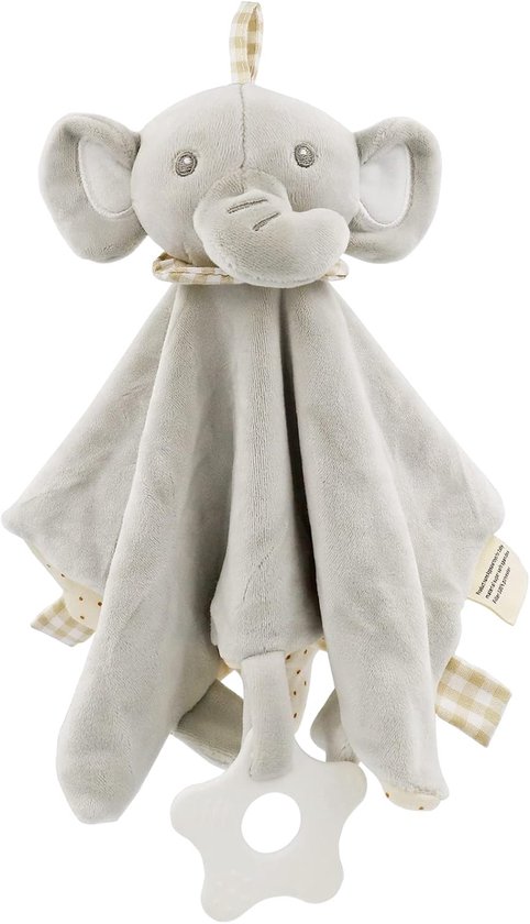 Knuffeldier, speelgoed met knisperfolie, belletjes en bijtring, zacht, wasbaar, voor baby's, pasgeborenen, peuters, jongens en meisjes maanden