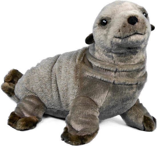 Knuffeldier Zeehond - Pluche Dier - Knuffelen en Spelen - Machinewasbaar - 30 cm - Grijsbruin