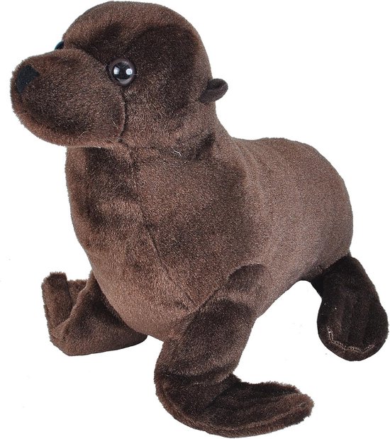 Knuffeldier Zeeleeuw - Pluche Dier - Leren over natuur - Gemaakt van gerecycled materiaal - 8 inch - Bruin