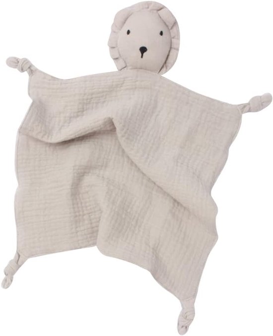 Knuffeldoek Baby - Knuffel Leeuw Olifant - Baby Comfort - Dubbele Laag Mousseline - 30x30 cm - Grijs