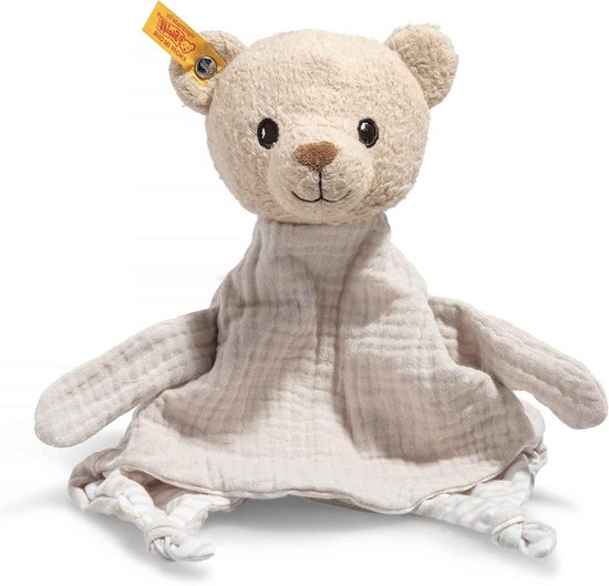 Knuffeldoek Beer - Zachte Knuffel - Baby Comfort - GOTS Biologisch Katoen - 32 cm - Beige