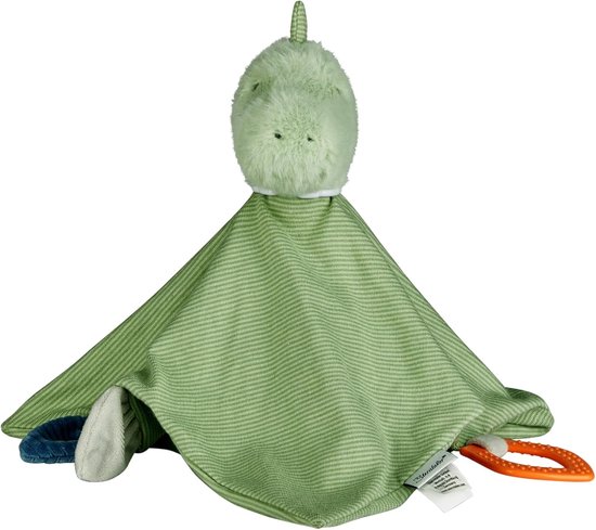 Knuffeldoek Dino - Speendoekje Baby - Troosten en Spelen - Met Bijtring - 11 x 24 cm - Groen
