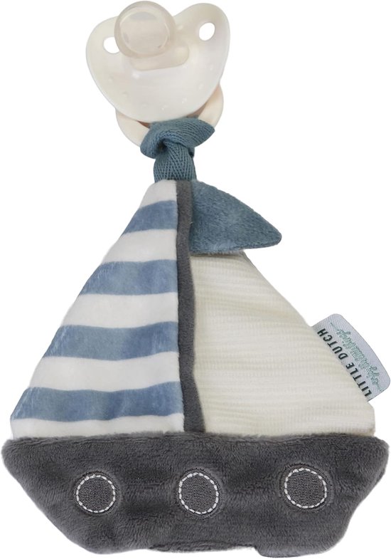 Knuffeldoek en Fopspeenkoord Matrozen Blauw Wit - Zacht Knuffelbeestje voor Baby
