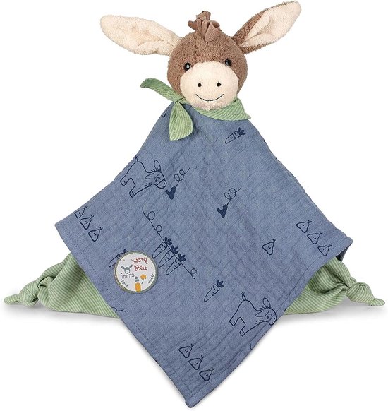 Knuffeldoek Ezel - Zachte metgezel - Troosten en spelen - Kleine knopen om vast te pakken - Eén maat - Blauw