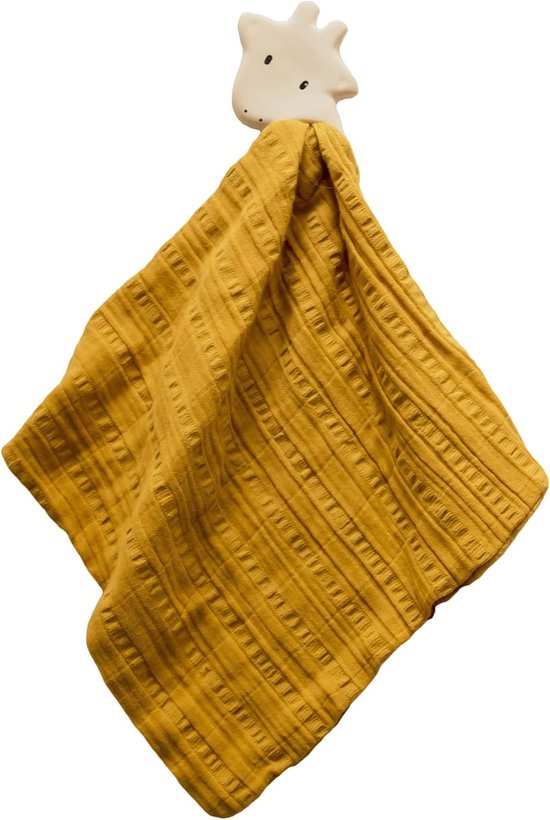 Knuffeldoek Giraf - Snuffeldoek bijtring - Baby verzachting - Natuurlijk rubber - 15 cm