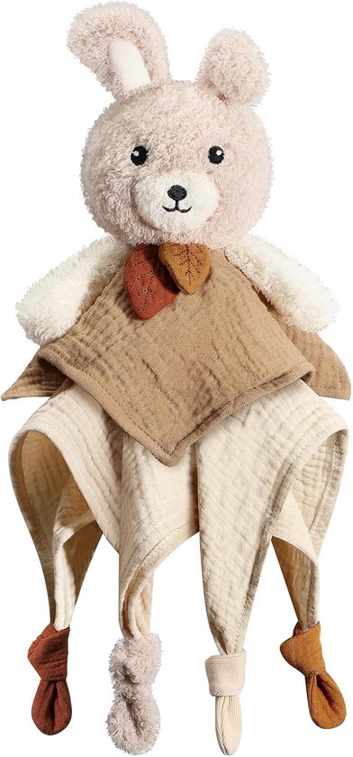 Knuffeldoek haas, Oeko-Tex, beige, voor baby's en peuters - Knuffeldier voor meisjes, cadeaus voor geboorte, kalmeert de zintuigen, machinewasbaar, perfect als foto-rekwisiet