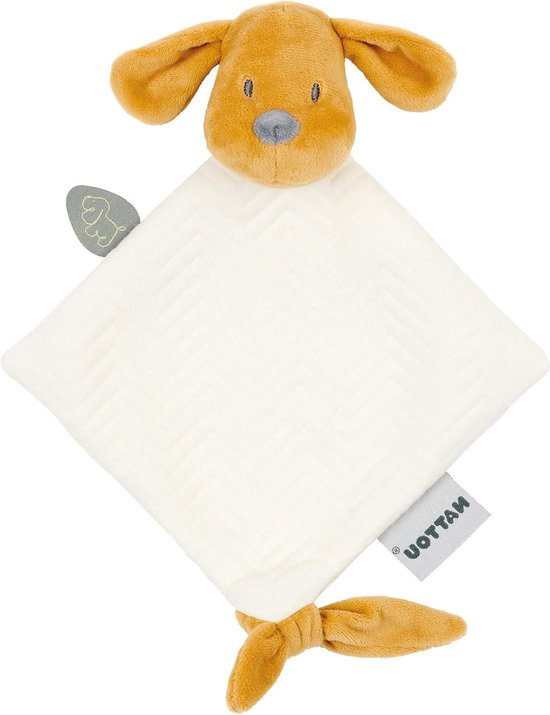 Knuffeldoek Hond - Snuffeldoek Doudou - Troosten Baby - Fopspeen Bevestiging - Mini Formaat - Vanille