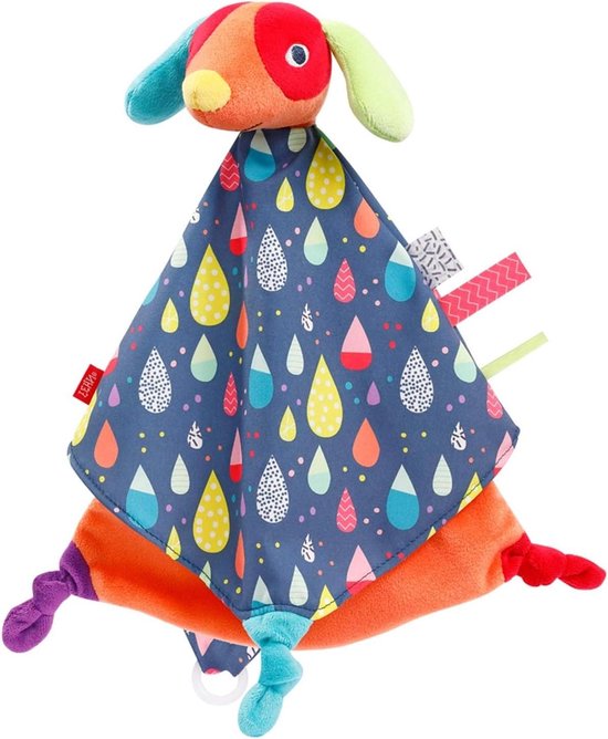 Knuffeldoek Hond - Speelgoed Knuffel - Baby Comfort - Met Fopspeen Ring - 31 cm - Multicolor