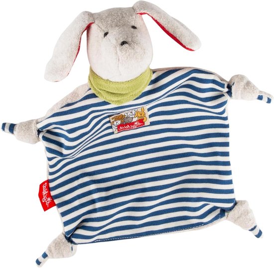 Knuffeldoek Hond - Zachte Deken - Comfort en Veiligheid - TÜV-geteste Kwaliteit - 28x23 cm - Grijs Gestreept