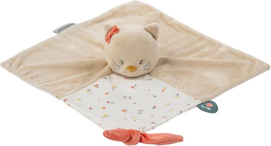 Knuffeldoek Kat - Zacht Speelgoed - Baby Troosten - Fopspeen Houder - 27x27 cm - Beige van Merkloos