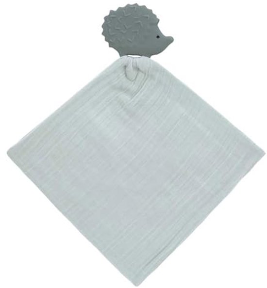 Knuffeldoek met Bijtring van Natuurlijk Rubber en Biologisch Katoen - Grijs - Perfect voor Baby's Ontwikkeling van Merkloos