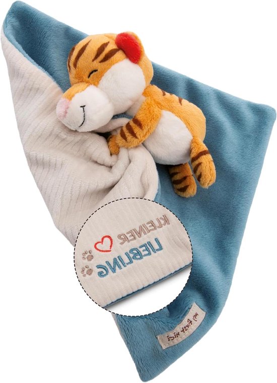 Knuffeldoek Tijger - Baby Knuffel - Zachte Omhelzing - Geborduurde Boodschap - 22x22 cm - Multicolor