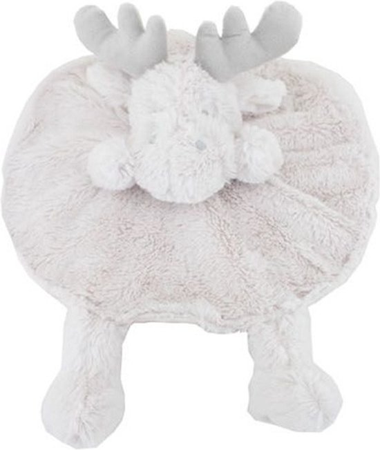 Knuffeldoekje baby en peuter - Kraamcadeau - Knuffeldoek met eland als dierenvriendje - rond 30x30 cm met pootjes - Beige van Funnies.
