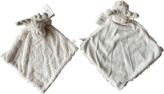 Knuffeldoekje baby en peuter – Kraamcadeau - Knuffeldoek met eland als dierenvriendje – Vierkant 30x30 cm - Beige - Knuffelzacht van Froggit