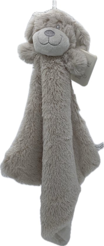 Knuffeldoekje baby en peuter – Kraamcadeau - Knuffeldoek met hond als dierenvriendje – Vierkant 30x30 cm - Beige - Knuffelzacht