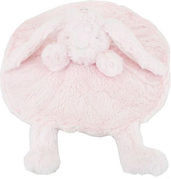 Knuffeldoekje baby en peuter - Kraamcadeau - Knuffeldoek met konijn als dierenvriendje - rond 30x30 cm met pootjes - Roze van Funnies.