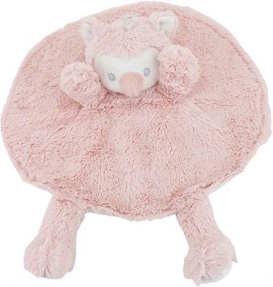 Knuffeldoekje baby en peuter – Kraamcadeau - Knuffeldoek met uil als dierenvriendje – rond 30x30 cm met pootjes - Oud Roze van Funnies.