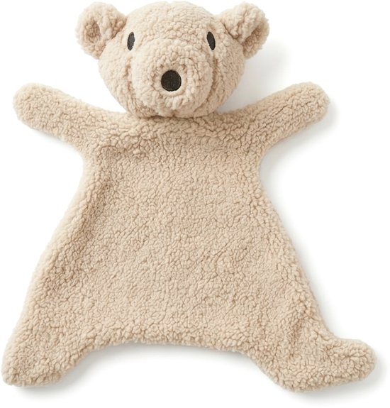 Knuffeldoekje Beertje - Knuffeldoek Baby - Beige - 29x28x2cm - Teddy - Polyester - Knuffeltje Beer van Merkloos
