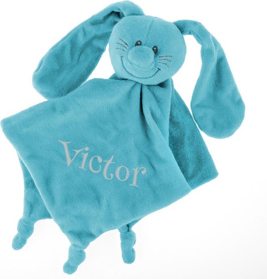 Knuffeldoekje blauw met naam | geborduurd | gepersonaliseerd van Merkloos