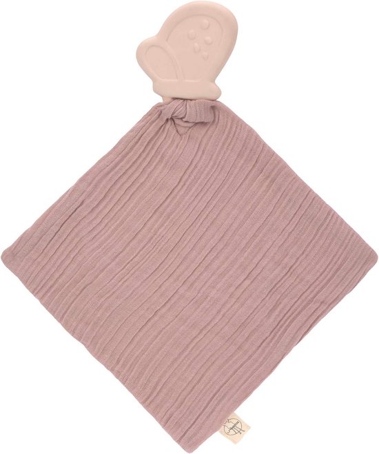 Knuffeldoekje en Bijtring met Vleugels van Biologisch Katoen en Natuurlijk Rubber van Merkloos