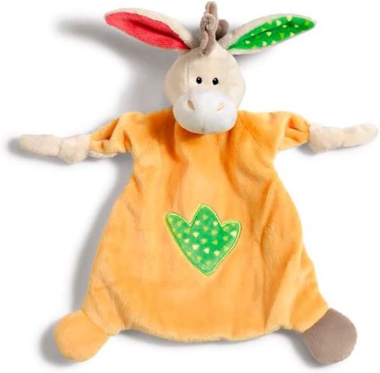 Knuffeldoekje ezel - Zacht knuffel - Baby knuffelen - Zacht pluche - 25 x 25 cm - Geel van Merkloos