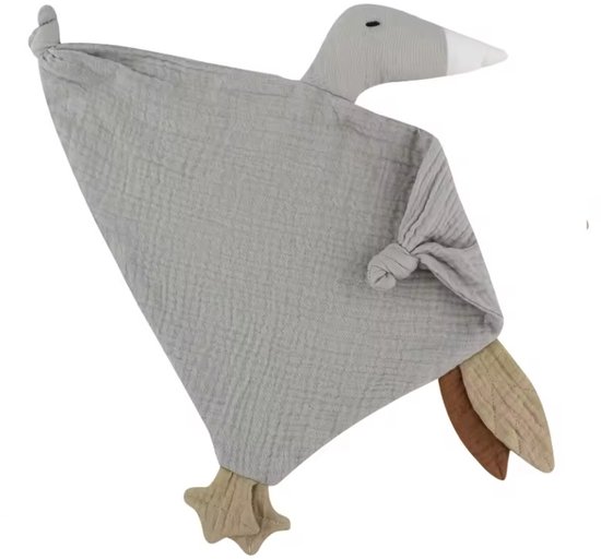 Knuffeldoekje Gans - Katoen - Hydrofiel - Baby - Kind - 40x20cm - Grijs/Blauw van Merkloos