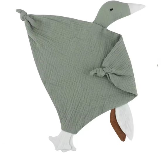 Knuffeldoekje Gans - Katoen - Hydrofiel - Baby - Kind - 40x20cm - Groen van Merkloos