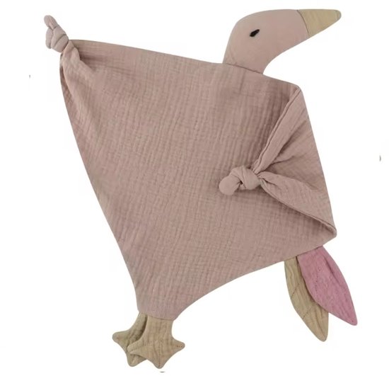 Knuffeldoekje Gans - Katoen - Hydrofiel - Baby - Kind - 40x20cm - Oud Rose van Merkloos