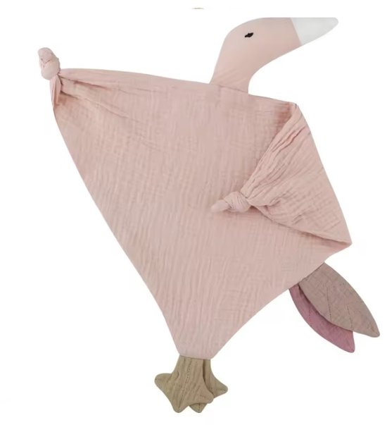 Knuffeldoekje Gans - Katoen - Hydrofiel - Baby - Kind - 40x20cm - Rose van Merkloos