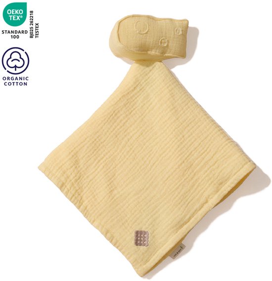 Knuffeldoekje Gouda Kaas - vos&bos - Biologisch Katoen - Kraamcadeau Baby -100% Plantaardig - Baby Bijtspeeltje