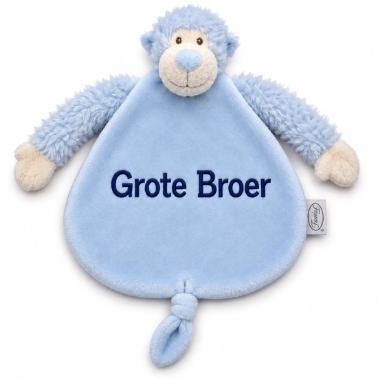 Knuffeldoekje Grote Broer – Zwangerschapsaankondiging – Aankondiging Baby – Cadeau voor Grote Broer – Blauwe Aap