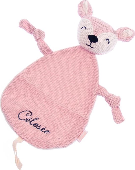 Knuffeldoekje hertje lichtroze met naam | geborduurd | gepersonaliseerd van Het Faire Oosten