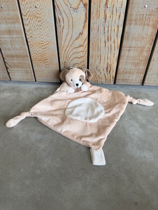 Knuffeldoekje hond 25x25 cm - creme bruin van Merkloos