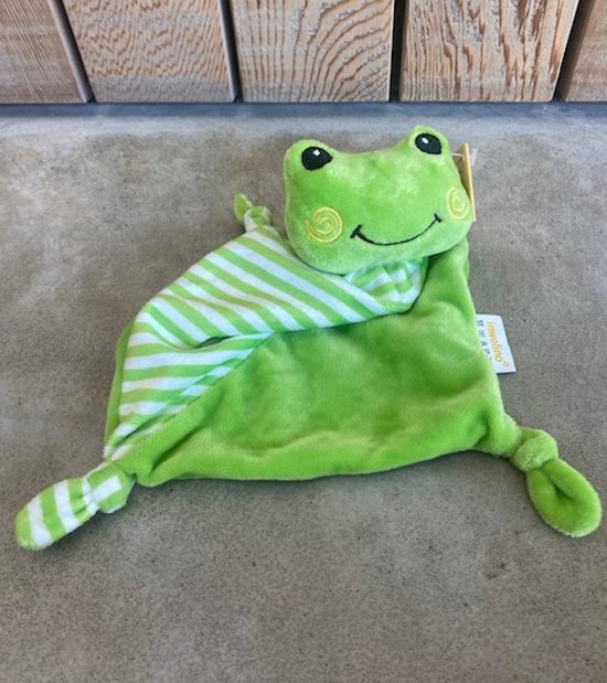 Knuffeldoekje kikker 25x25 cm - baby knuffeldoekje kikker - groen wit van Merkloos