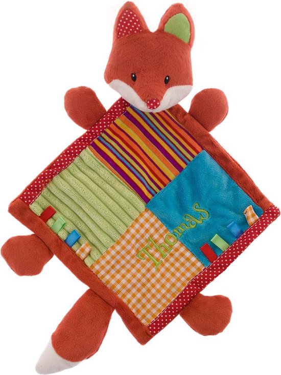 Knuffeldoekje kleurrijk vosje met naam | geborduurd | gepersonaliseerd van Olivetti.