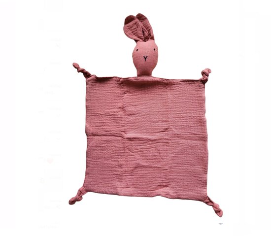 Knuffeldoekje Konijn - Katoen - Hydrofiel - Baby - Kind - 30x30cm - Rood van Merkloos
