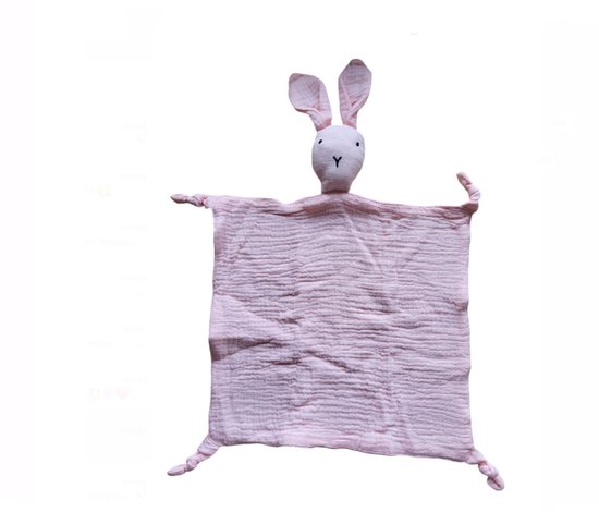 Knuffeldoekje Konijn - Katoen - Hydrofiel - Baby - Kind - 30x30cm - Rose van Little Dutch