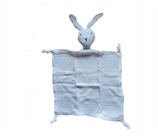 Knuffeldoekje Konijn - Katoen - Hydrofiel - Baby - Kind - 30x30cm - Wit van Merkloos