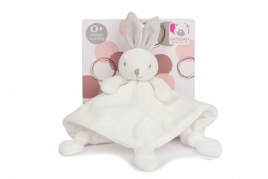 Knuffeldoekje Konijn Rammelaar Konijntje Wit/Grijs 25x25 cm van Merkloos