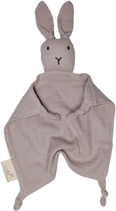 Knuffeldoekje Konijn - Speendoekje Hydrofiel - Baby Comfort - Met Knisper en Rinkel - 48 x 30 cm - Grijs