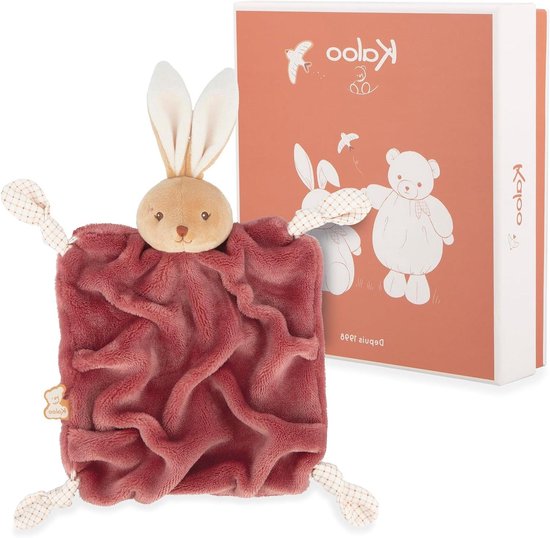 Knuffeldoekje Konijn - Zacht Knuffelbeest - Baby Comfort - Met Pacifier Clip - 24 cm - Bordeauxrood